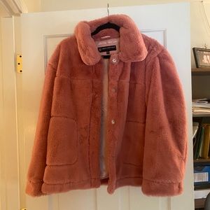 Pink / orange faux fur jacket